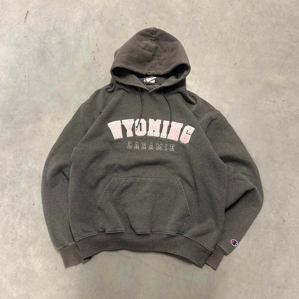 Vintage Wyoming Grey and Pink Skater Style Hoodie - Picture 1 of 2